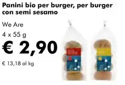 NaturaSì Panini bio per burger, per burger con semi sesamo We Are offerta