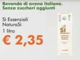Bevanda di avena italiana. Senza zuccheri aggiunti Si Essenziali NaturaSi