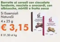 NaturaSì Barrette ai cereali con cioccolato fondente, nocciole e anacardi, con albicocche, Si Essenziali NaturaSi offerta