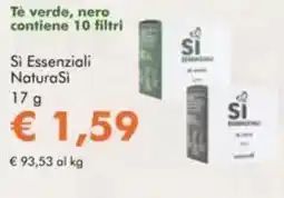 NaturaSì Te verde, nero contiene 10 filtri Si Essenziali NaturaSi offerta