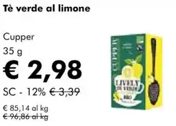 NaturaSì Tè verde al limone Cupper offerta