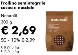 NaturaSì Frollino semintegrale cacao e nocciole NaturaSi offerta