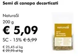 NaturaSì Semi di canapa decorticati NaturaSì offerta
