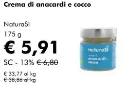 NaturaSì Crema di anacardi e cocco NaturaSi offerta