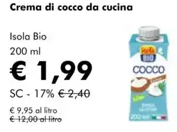 NaturaSì Crema di cocco da cucina Isola Bio offerta
