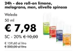 NaturaSì 24h - deo roll-on limone, melograno, men, olivello spinoso Weleda offerta
