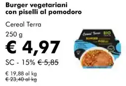 NaturaSì Burger vegetariani con piselli al pomodoro Cereal Terra offerta