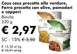 NaturaSì Cous cous precotto alle verdure, Farro precotto con olive, pomodori e capperi Biovita offerta