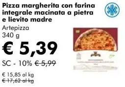 NaturaSì Pizza margherita con farina integrale macinata a pietra e lievito madre Artepizza offerta