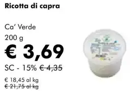 NaturaSì Ricotta di capra Ca' Verde offerta
