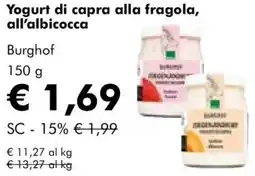NaturaSì Yogurt di capra alla fragola, all'albicocca Burghof offerta