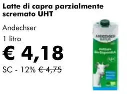 NaturaSì Latte di capra parzialmente scremato UHT Andechser offerta