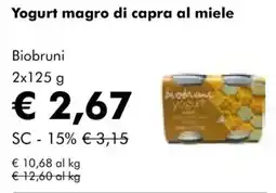 NaturaSì Yogurt magro di capra al miele Biobruni offerta
