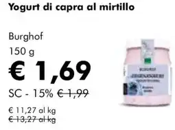 NaturaSì Yogurt di capra al mirtillo Burghof offerta