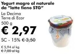 NaturaSì Yogurt magro al naturale da "latte fieno STG" La Decima Terre di Ecor offerta