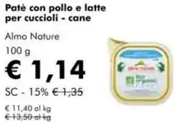 NaturaSì Patè con pollo e latte per cuccioli - cane Almo Nature offerta