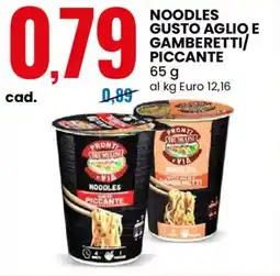 Eurospin Noodles gusto aglio e gamberetti/ piccante offerta