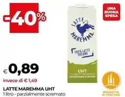 Unicoop Latte maremma uht parzialmente scremato offerta