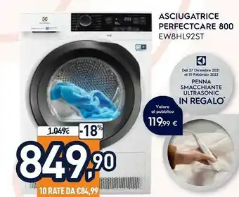 Unieuro Ew8hl92st asciugatrice libera installazione caricamento frontale 9 kg a++ bianco offerta