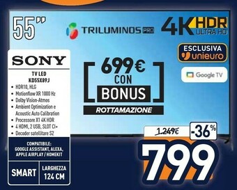 Unieuro Tv led kd55x89j offerta