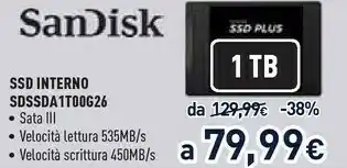 Unieuro Ssd interno sdssda1t00g26 offerta