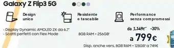 Unieuro Galaxy z flip3 5g sm-f711b 17 cm (6.7") android 11 usb tipo-c 8 gb 256 gb 3300 mah nero offerta