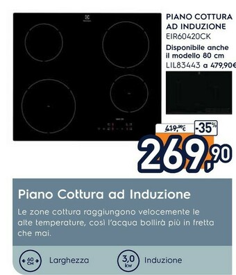 Unieuro Eir60420ck nero da incasso 59 cm piano cottura a induzione 4 fornello(i) offerta
