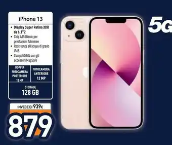Unieuro Iphone 13 15,5 cm (6.1") doppia sim ios 15 5g 128 gb rosa offerta