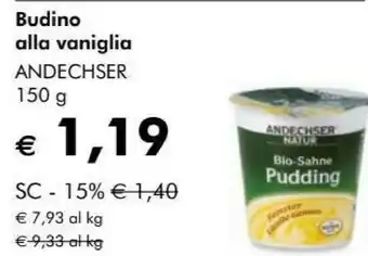 NaturaSì Andechser natur - bio sahne pudding vaniglia 150 g(ml) offerta