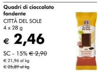 NaturaSì Città del sole quadri di cioccolato fondente offerta