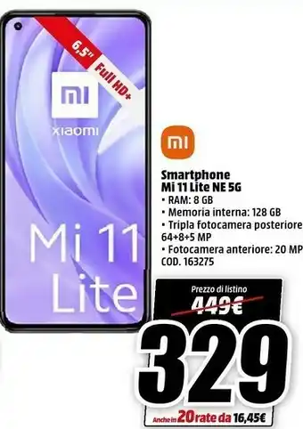 MediaWorld Smartphone mi 11 lite ne 5g offerta