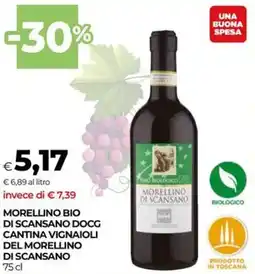 Unicoop Morellino bio di scansano docg cantina vignaioli del morellino di scansano offerta