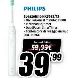 MediaWorld Spazzolino hx3673/13 offerta