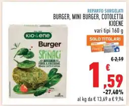 Conad BURGER, MINI BURGER, COTOLETTA KIOENE offerta