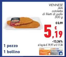 Conad VIENNESE AIA cotoletta di filetti di pollo 300 g offerta