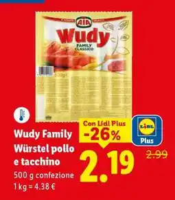Lidl Wudy Family Würstel pollo e tacchino offerta