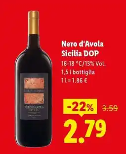 Lidl Nero d'Avola Sicilia DOP offerta