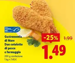 Lidl Gastronomia di Mare Due cotolette di pesce e formaggio offerta