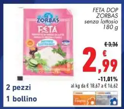 Conad FETA DOP ZORBAS senza lattosio 180 g offerta