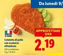 Lidl Cotoletta di pollo con scamorza affumicata offerta