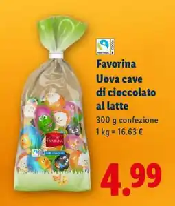 Lidl Favorina Uova cave di cioccolato al latte offerta