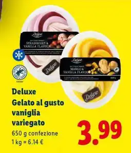 Lidl Deluxe Gelato al gusto vaniglia variegato offerta