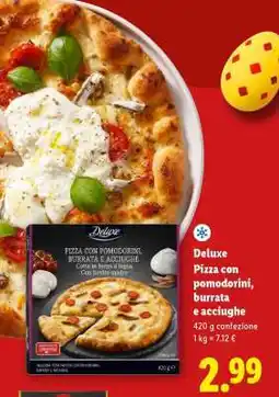 Lidl Deluxe Pizza con pomodorini, burrata e acciughe offerta