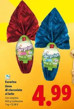 Lidl Favorina Uovo di cioccolato al latte offerta