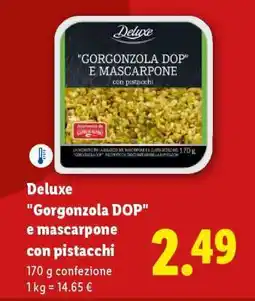 Lidl Deluxe Gorgonzola DOP e mascarpone con pistacchi offerta