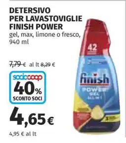 Coop DETERSIVO PER LAVASTOVIGLIE FINISH POWER offerta