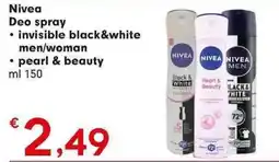 DeSpar Express Nivea Deo spray invisible black&white men/woman pearl & beauty offerta