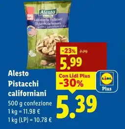 Lidl Alesto Pistacchi californiani offerta