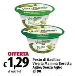 Carrefour Express Pesto di Basilico Viva la Mamma Beretta Aglio/Senza Aglio offerta