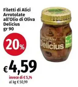 Carrefour Express Filetti di Alici Arrotolate all'Olio di Oliva Delicius offerta